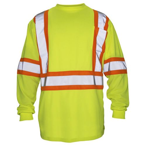 Long sleeve t-shirt, class 2 yellow with 2&#034; reflective trim - large 690-1609