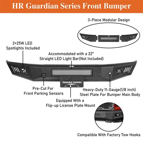 Off-road front bumper assembly w/led spotlights for 2015 2016 2017 ford f150