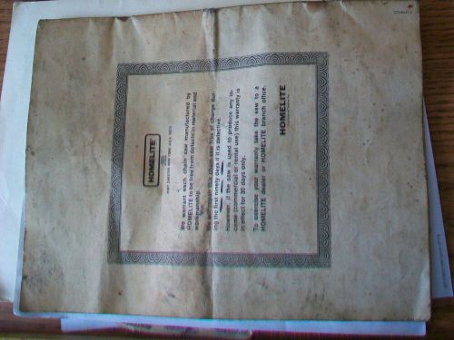 Vintage homelite xl chain saw  with automatic oiler owners manual #24904