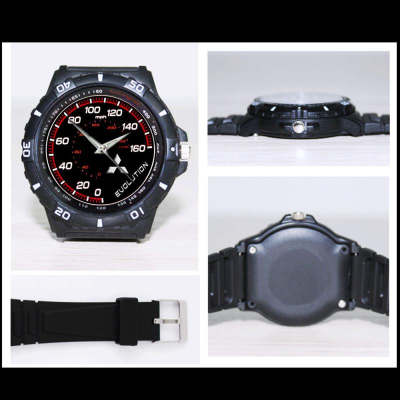 -hot- mitsubishi lancer evo speedometer style custom black sport quartz watch