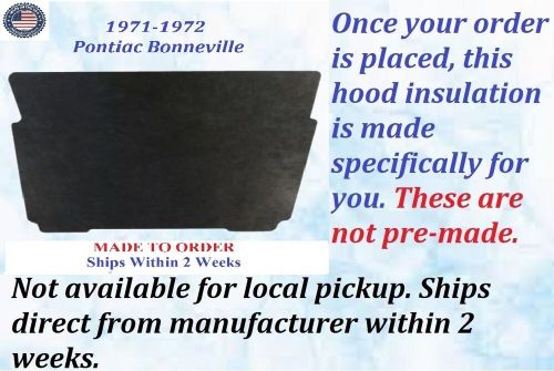 New 1971-1972 pontiac bonneville hood insulation gray/black rem #bon-hin-125