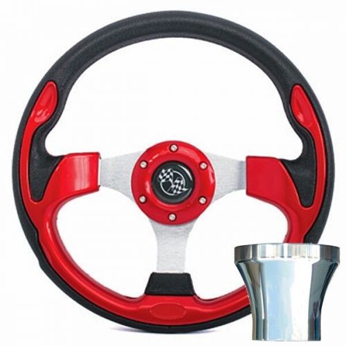 E z go golf cart part steering wheel combo  adapter rxv, txt red rally