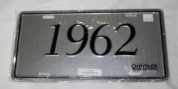 New mopar 1962 model year license plate