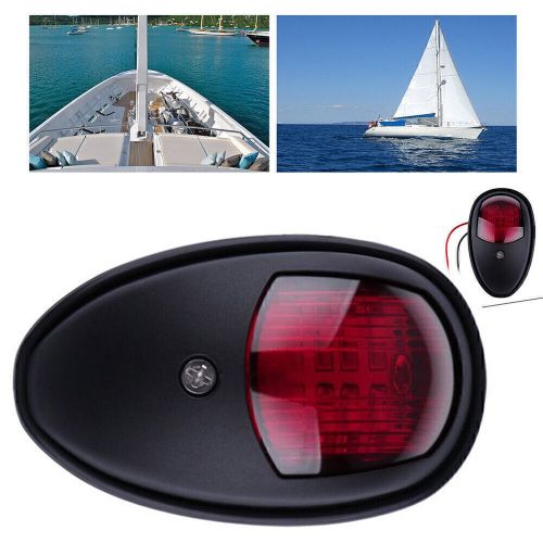 Black &amp; red stainless 12v led bow navigation red green light marine boat yacht