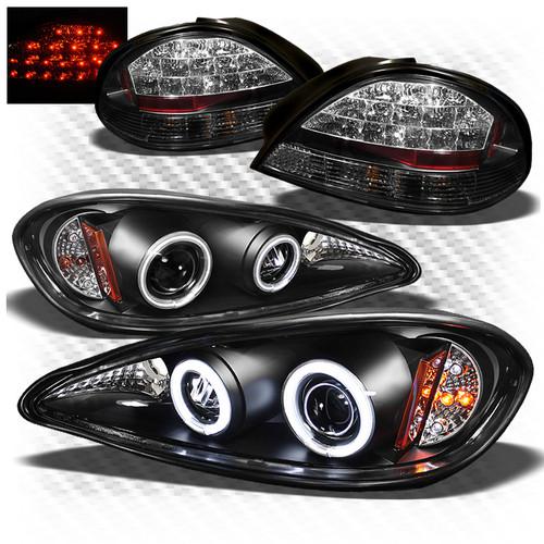 99-05 grand am black ccfl projector headlights + philips-led perform tail lights