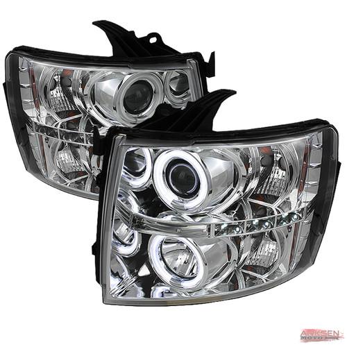 07-13 chevy silverado ccfl halo led projector headlights lamp set pair