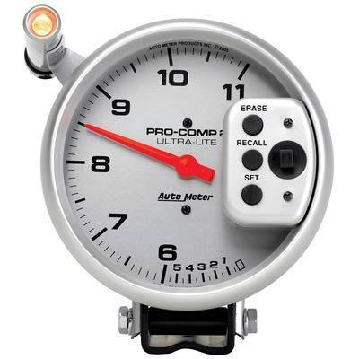 Autometer ultra-lite pro-comp ii tachometer 0-11,000 5" dia silver face 6855