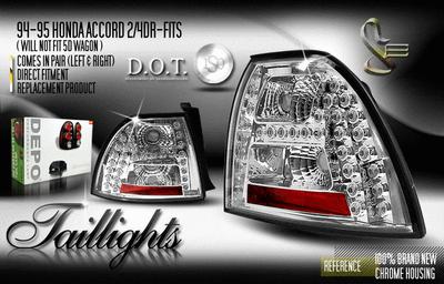 Depo pair euro style chrome altezza tail lights w/ led 94-95 honda accord 2/4dr