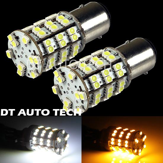 1157 dual chip color  switchback white/amber led turn signal corner light bulbs