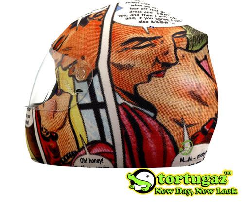 Full face motorcycle fashion helmet cover comics style by tortugaz 