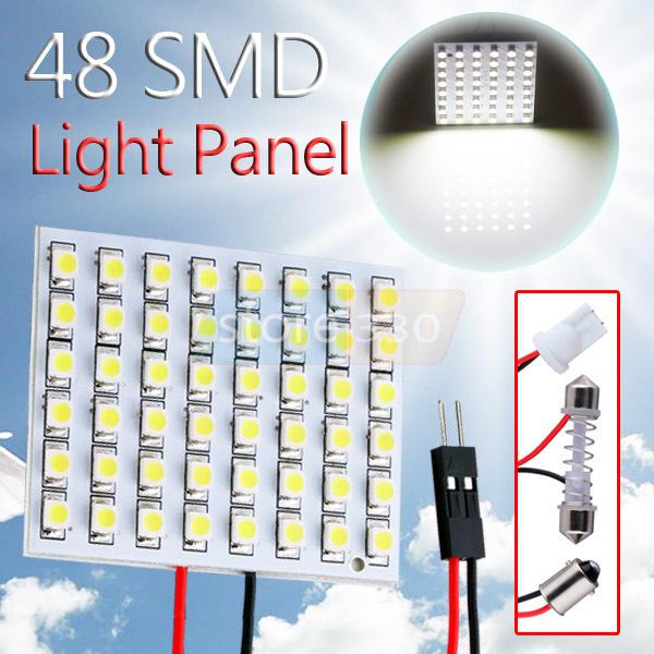 48 smd pure white light panel t10 ba9s festoon dome led interior bulb lamp