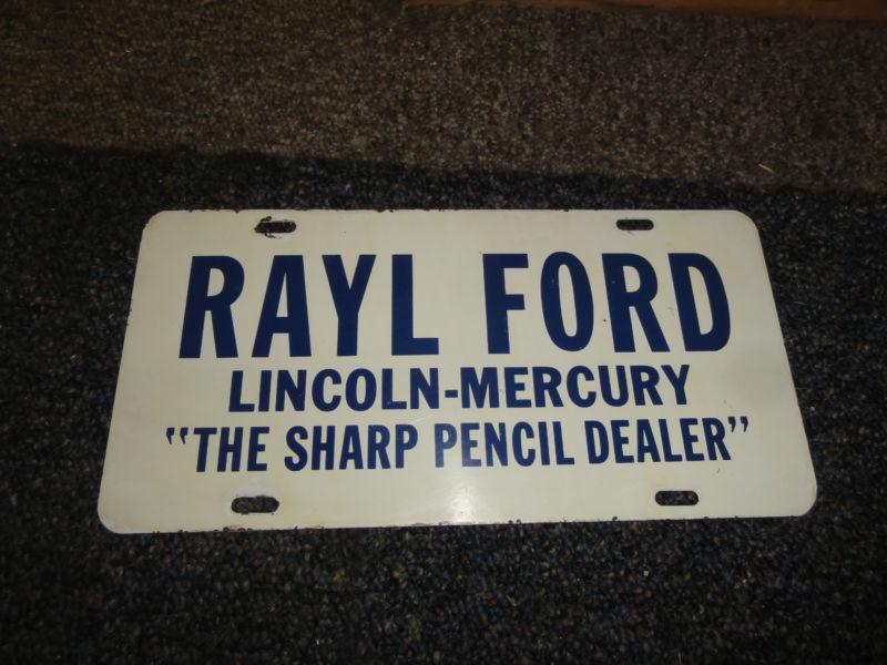 Vintage rayl ford dealer license plate tag hutchinson kansas enamel porcelain