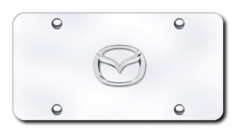 Mazda new-logo chrome on chrome license plate made in usa genuine