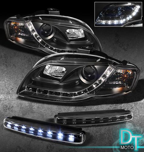 Led bumper fog lamps+06-08 audi a4 s4 b7 r8 drl led strip projector head lights