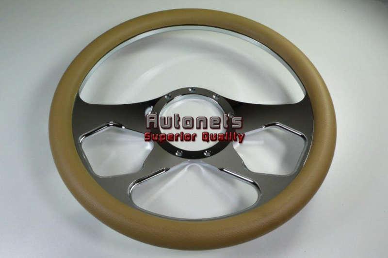 Beige half wrap revolution style chevy gm pontiac aluminum steering wheel