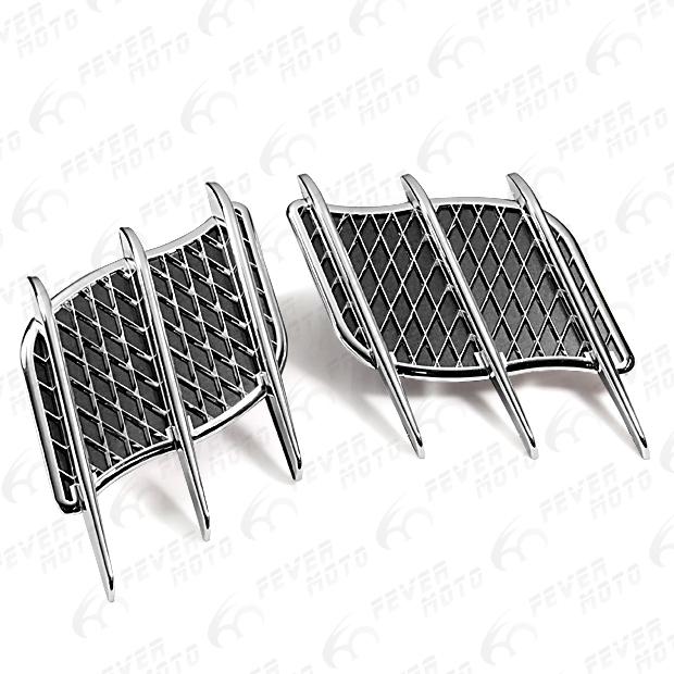 Fm silver net chrome air intake side vent duct fender grille for universal fit