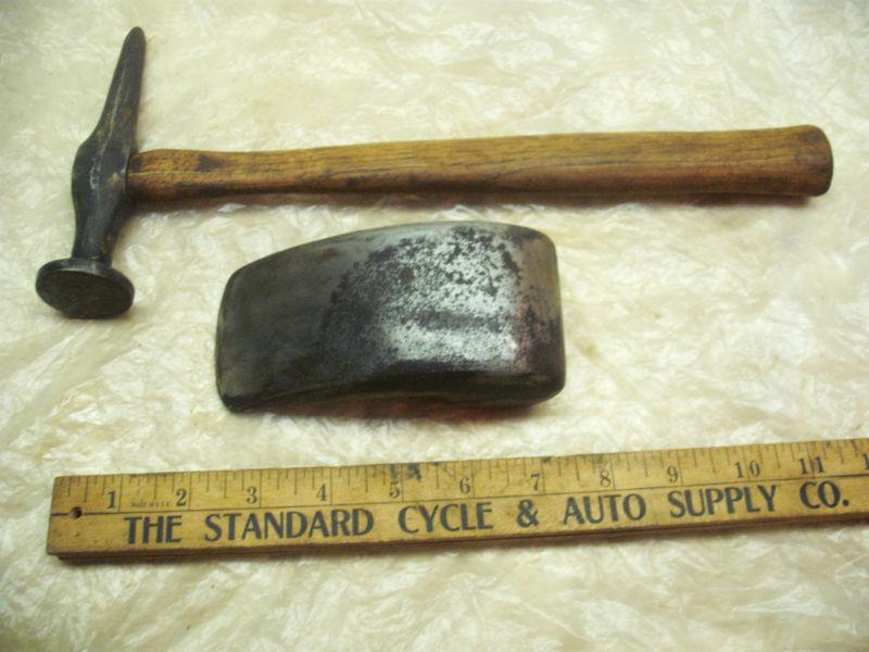 Vintage autobody tools spot pick hammer curved dolly 