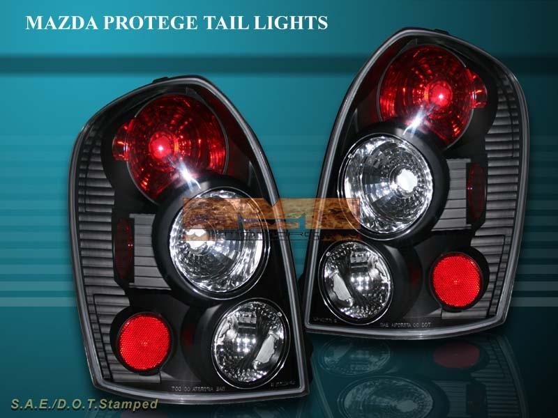 02-03 mazda protege-5 5 dr tail lights black lamps