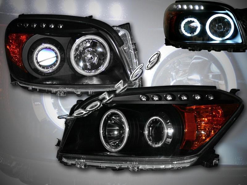 06-08 toyota rav4 dual ccfl halo projector head lights black