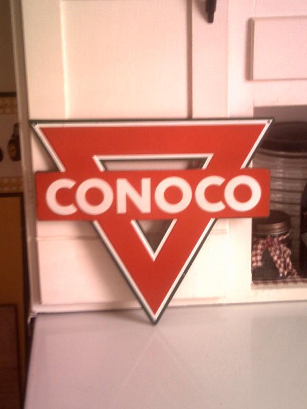Conoco gas station vintage look embossed metal sign chevy ford mopar coca cola 