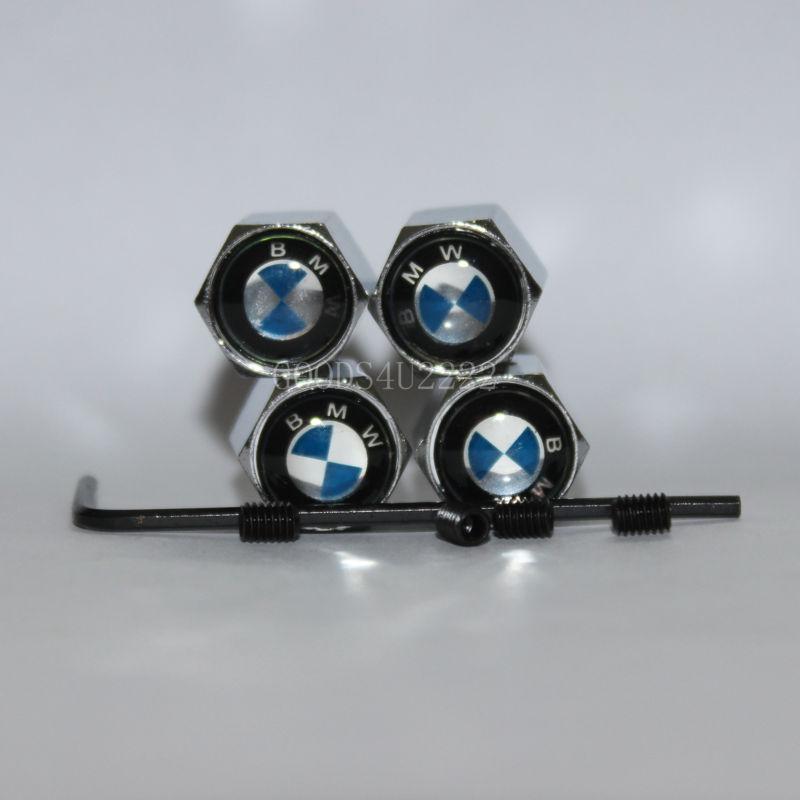 Brand new blue color bmw anti-theft tire valve caps 4 pieces