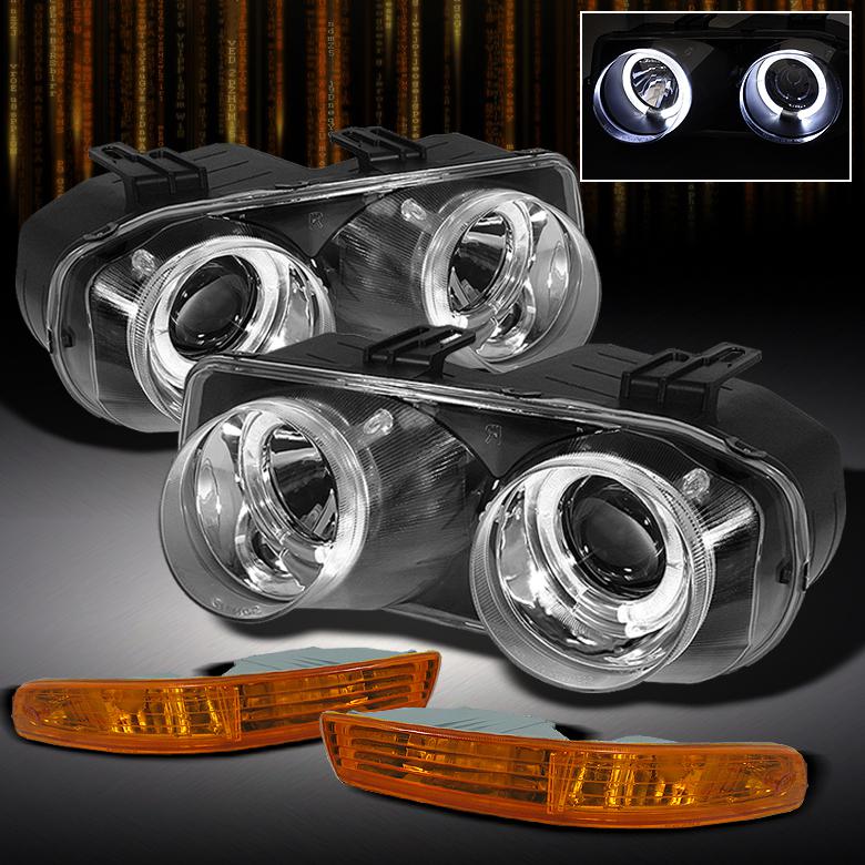 98-01 integra clear  halo projector headlights+amber lens bumper signal lights