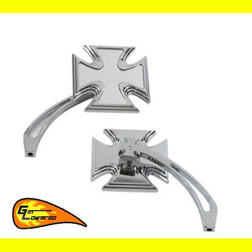 Harley maltese cross mirrors set sportster softail dyna