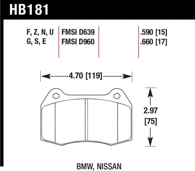 Hawk performance hb181z.590 disc brake pad 94-04 840ci 850ci rsx skyline