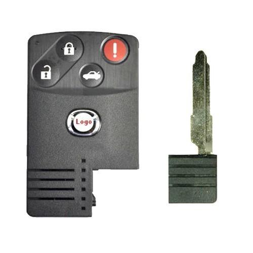 Mazda 3 + panic 4 buttons keyless smart remote key case shell with key blank