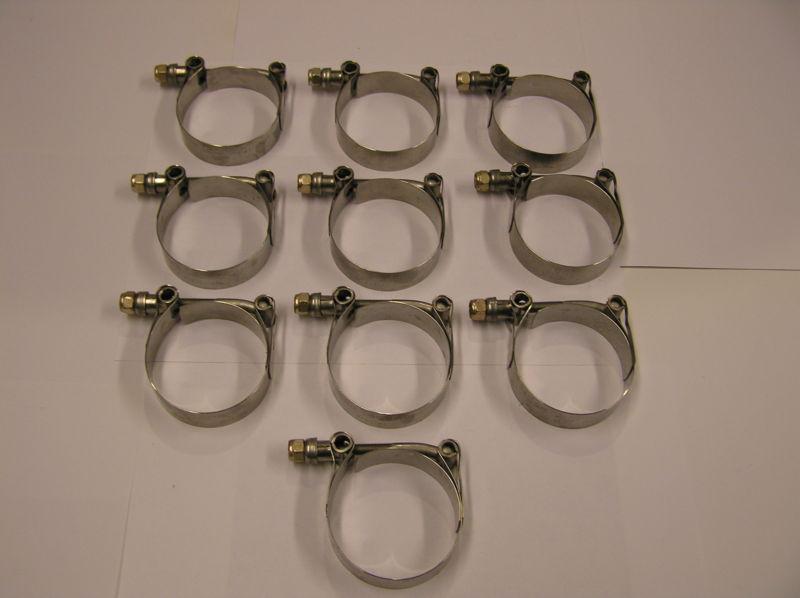 100% stainless turbonetics t bolt clamps for 2" id hose #60242-33 new, lot of 10