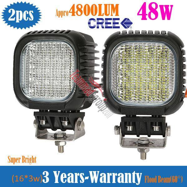 2x 48w cree led work light flood offroads lamp 4x4 4wd suv boat driving 9-32v dc