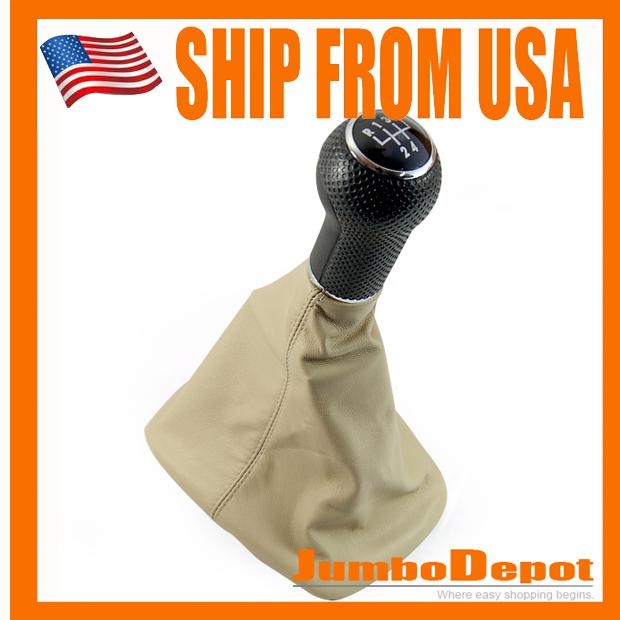 Us 1pcs 5-speed leatherette gear shift knob gaitor beige boot vw golf mk2 85-92