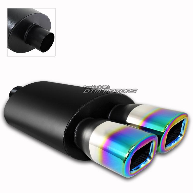 3" remus style burnt tip black ceramic coat 2.5" inlet weld-on exhaust muffler