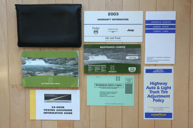 2003 jeep wrangler owner's manual w / case / user guide / oem set / free ship