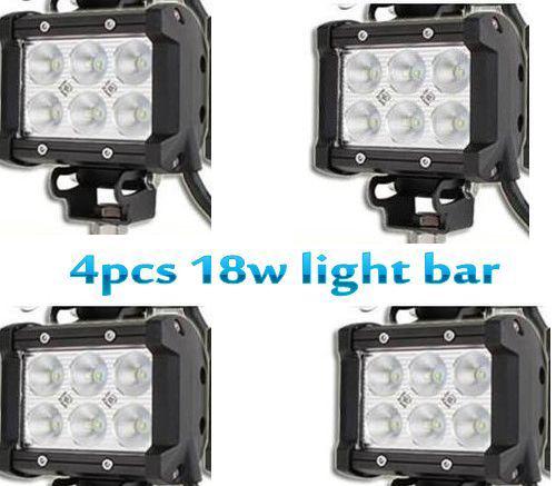 4pcs 4" 18w 1260lm cree led work light bar off-road suv boat 4x4 jeep lamp 4wd