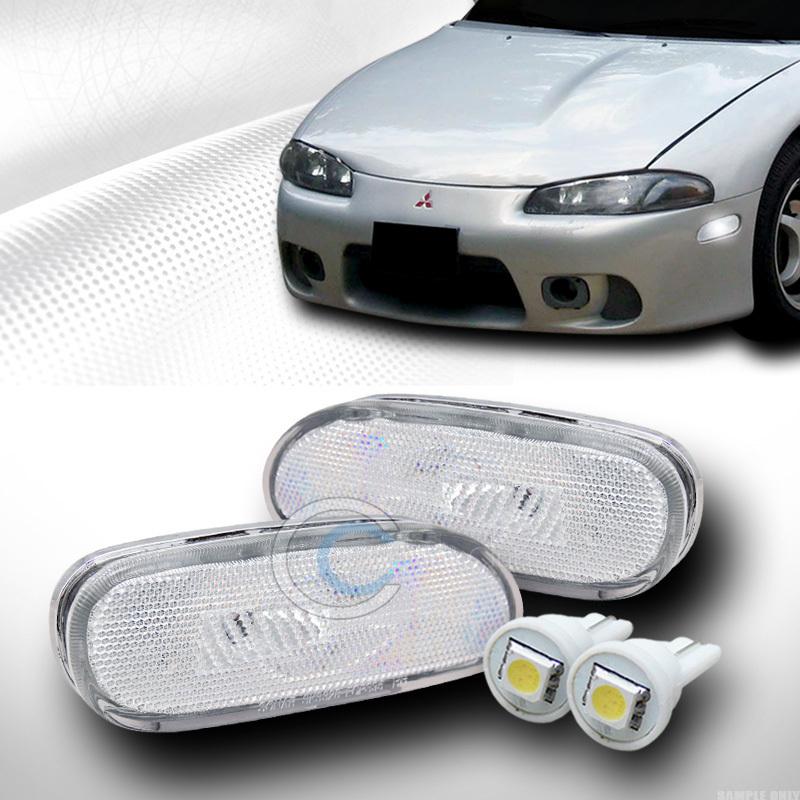 Clear lens side marker bumper lights lamp yd+1 smd led bulbs 95-99 eclipse/talon