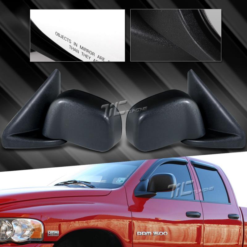 Euro dodge ram black durable manual side mirrors glass pair assembly 2002-2006