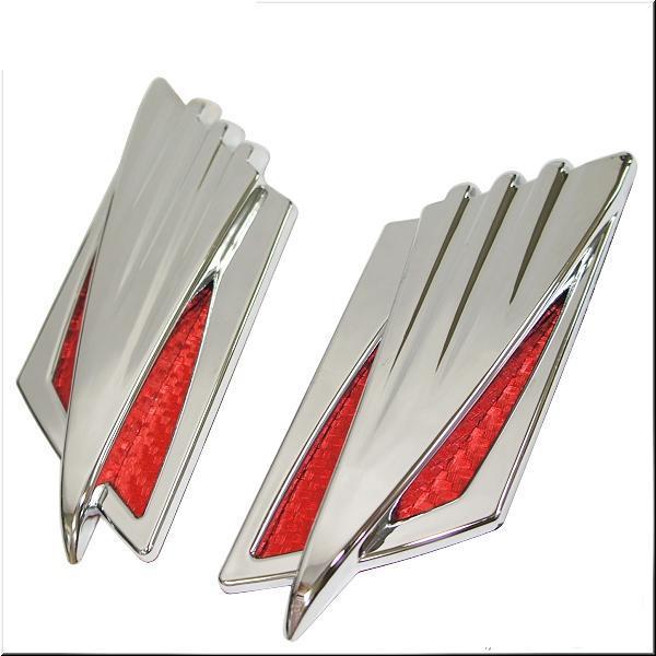 Car fender air flow decoration vent cover chrome red carbon x 2 pieces