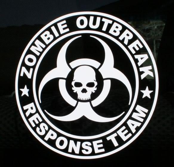 Zombie outbreak response team decal -12"- apocalypse hunter vehicle sticker