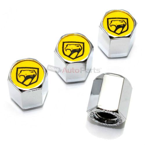 (4) dodge viper old yellow logo chrome abs tire/wheel stem air valve caps covers