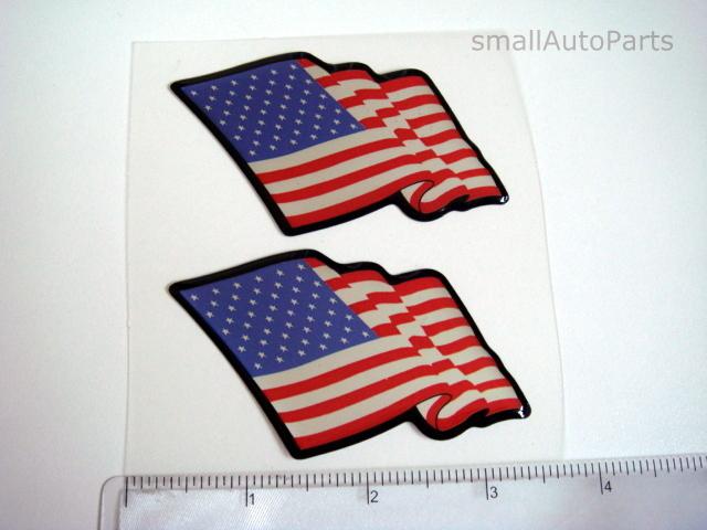 (2) new!!! american usa flag head/hood/back/trunk domed emblem car decal sticker