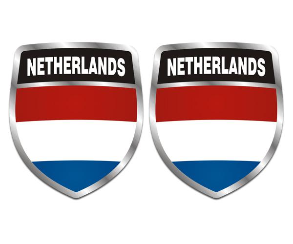 Netherlands flag shield decal set 3"x2.5" holland dutch vinyl sticker zu1