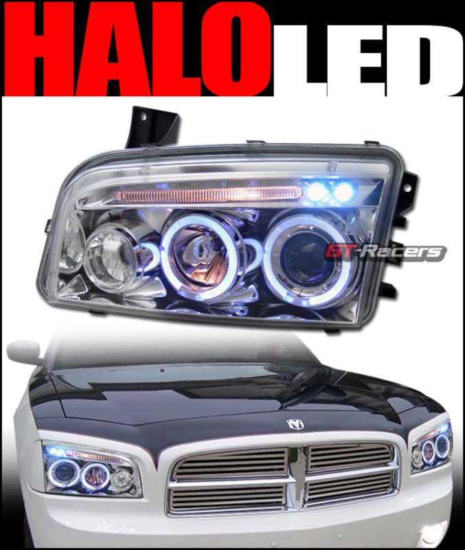 Chrome led halo rims projector head lights lamps signal 2006-2010 dodge charger