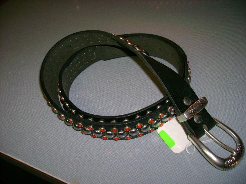 Black leather belt jewel design size 48