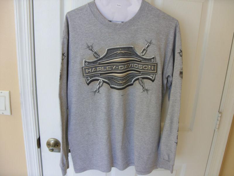 Men's large harley davidson petersons miami biker long sleeve t-shirt gray