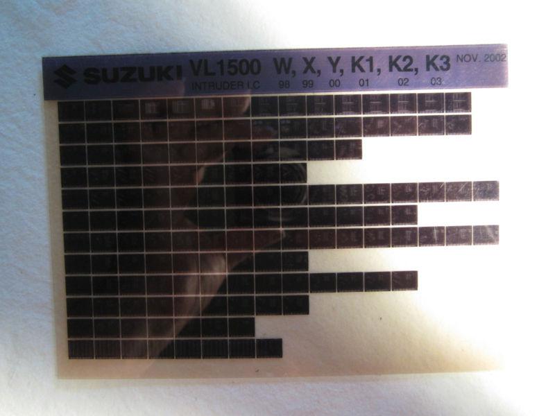 1998-2003 suzuki motorcycle vl1500 w x y k1-3 intruder microfiche parts catalog 