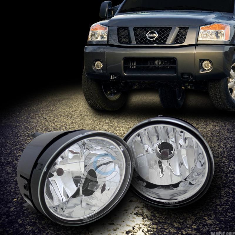 Euro chrome clear lens front bumper fog lights lamp 04-12 nissan titan/07 armada