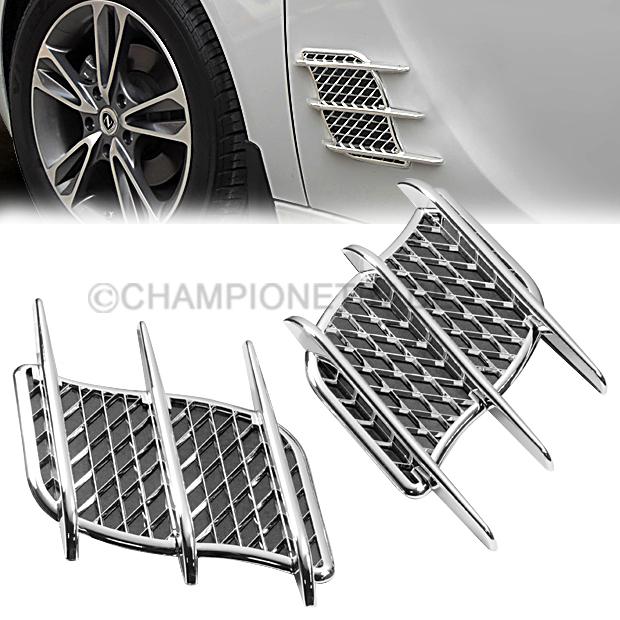 Car suv chrome air flow fender mesh side vent bonnet stick-on universal for audi