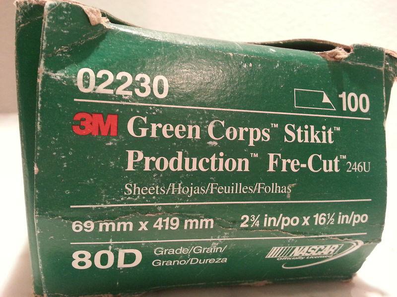 3m green corps stikit sand paper filing sheets 2 3/4" x 16 1/2" 80d #02230 100ct