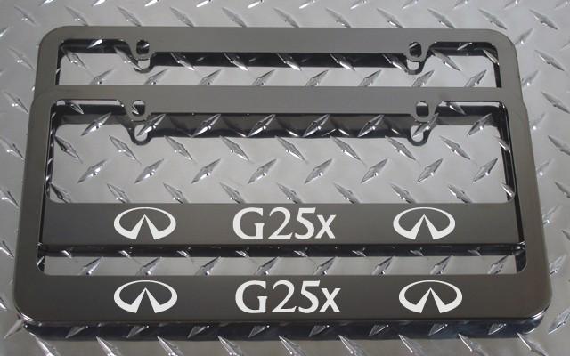 2 brand new infiniti g25x gunmetal license plate frame + screw caps